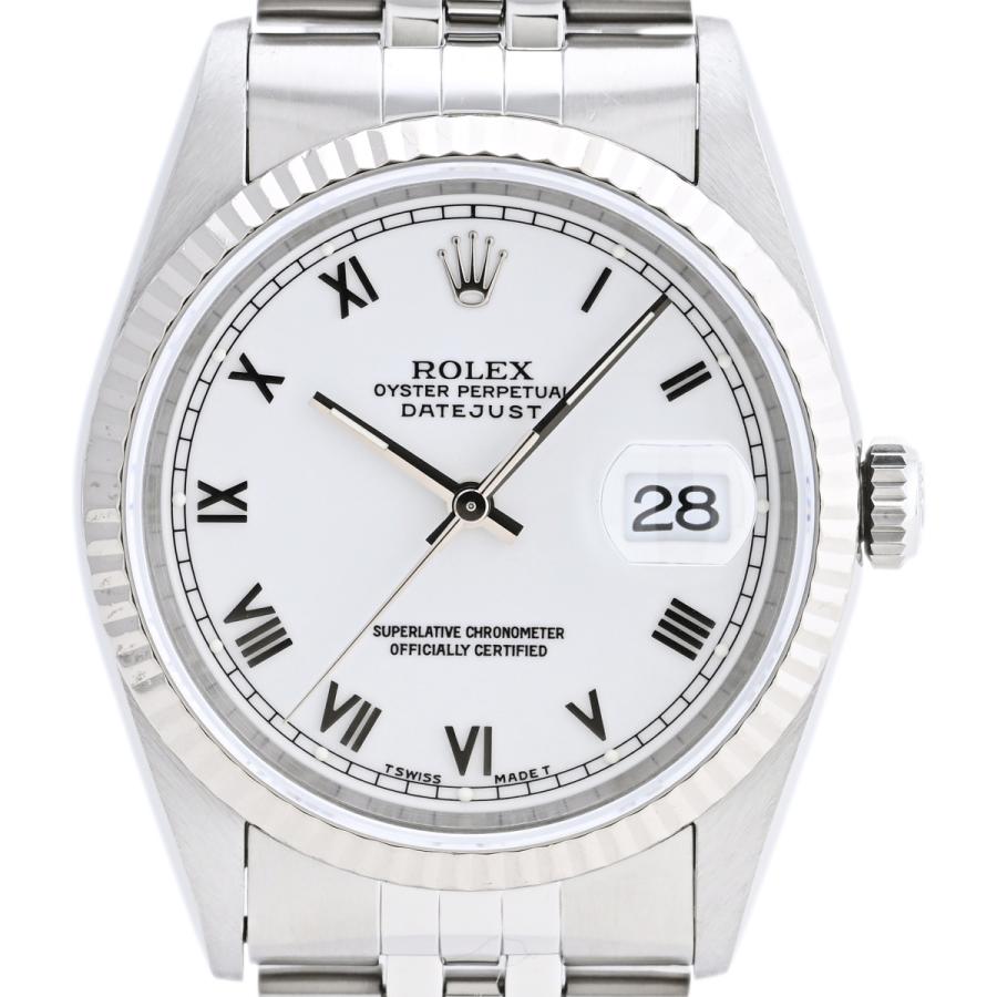 ロレックス ROLEX デイトジャスト ローマン 16234 腕時計 SS WG 自動巻き ホワイト メンズ 中古  ラッピング可｜kaipre